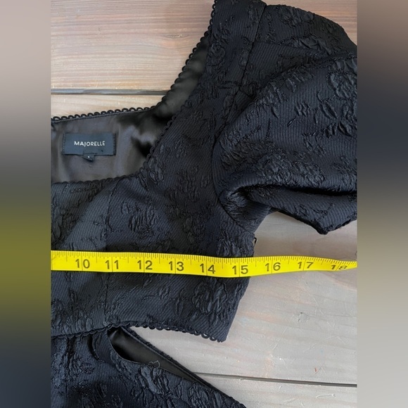 Majorelle Tillie Black mini dress with puffy sleeves and cut outs size small - Picture 14 of 16